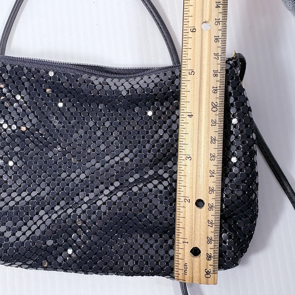 Vintage Whiting Davis Purse Black metal Mesh Flapper Bag - Picture 8 of 10
